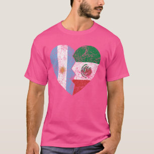 Mexicaanse Argentijnse Vlag Hart Argentinië Mexico T-shirt