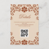 Mexicaanse Art Beige Wedding QR Details Informatiekaartje (Voorkant)
