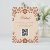 Mexicaanse Art Beige Wedding QR Details Informatiekaartje (Staand voorkant)