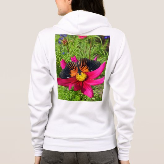 Mexicaanse asterbloem met een Doris Longwing  Hoodie (Achterkant)