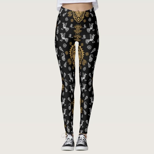 Mexicaanse Aztec Art Home Decor Leggings (Voorkant)