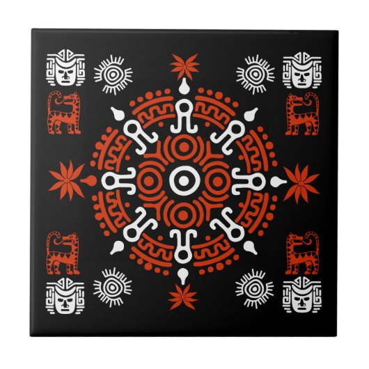 Mexicaanse Aztec Art Home Decor Tegeltje (Voorkant)