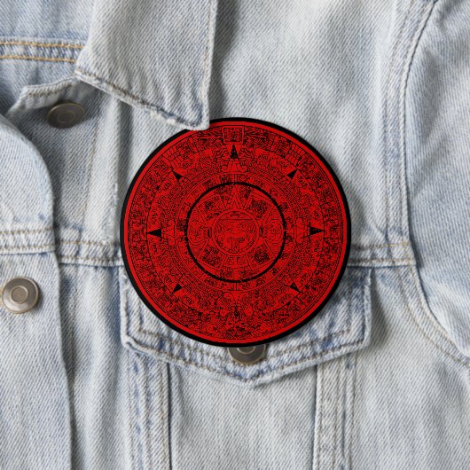 Mexicaanse Aztec Sun Stone Mayakalender 2 Ronde Button 4,0 Cm (In situ)