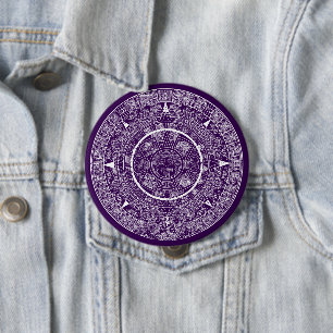 Mexicaanse Azteekse Zonnesteen Maya Kalender 3 Ronde Button 4,0 Cm