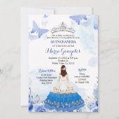 Mexicaanse baby Blue Butterfly Quinceanera Birthda Kaart (Voorkant)