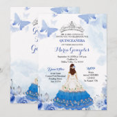 Mexicaanse baby Blue Butterfly Quinceanera Birthda Kaart (Voorkant / Achterkant)