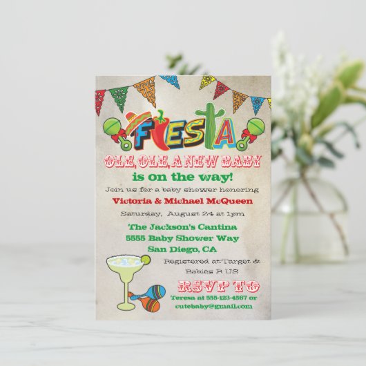 Mexicaanse Baby shower Fiesta Couples Kaart (Staand voorkant)
