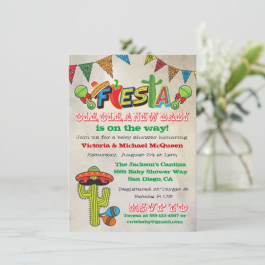 Mexicaanse Baby shower Fiesta Couples Kaart (Staand voorkant)