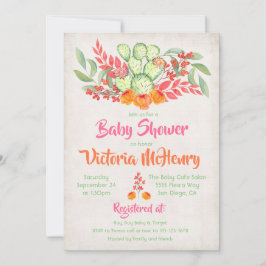 Mexicaanse baby shower waterverf cactus uitnodigin kaart