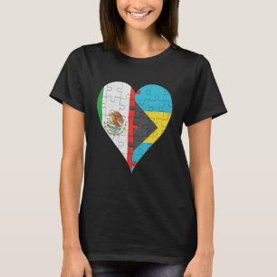 Mexicaanse Bahamaanse Vlag Hart T-shirt