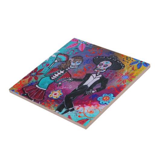 Mexicaanse Bailar Mariachi Dansende Paar naar geva Tegeltje (Zijkant)