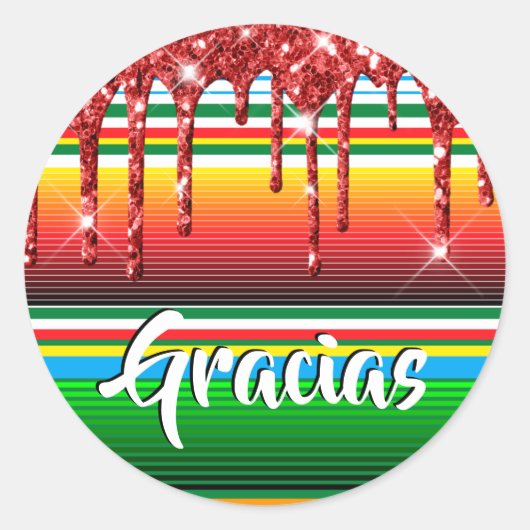 Mexicaanse banket Sparkly Red Drip Glitter Harteli Ronde Sticker (Voorkant)