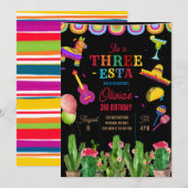 Mexicaanse Banner Fiesta Drie-Esta Meisje Verjaard Kaart (Voorkant / Achterkant)