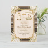 Mexicaanse baptisme Fiesta Floral Twin Boy and Gir Kaart (Staand voorkant)