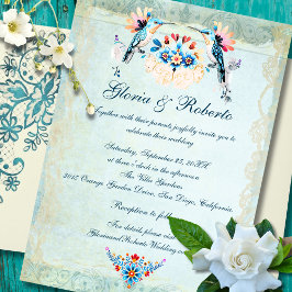 Mexicaanse Barok Hummingbird Floral Wedding Kaart
