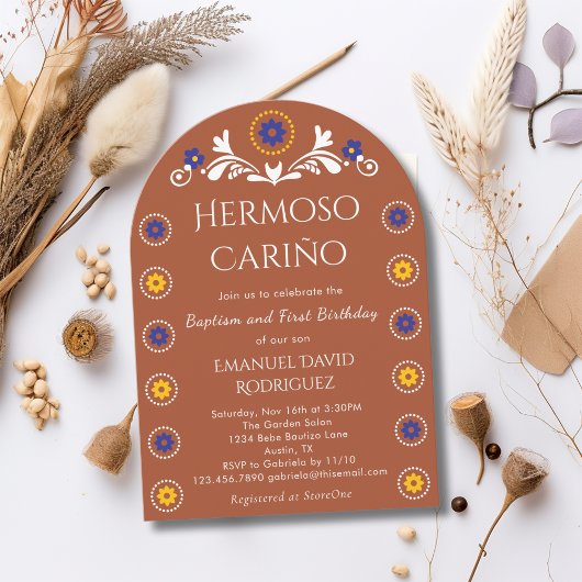 Mexicaanse Barro Cielito Lindo doop en 1e verjaard Kaart