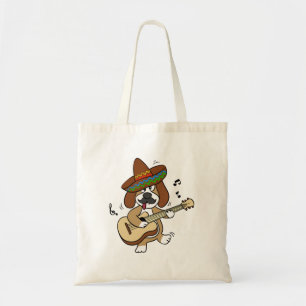 Mexicaanse beagle die gitaar speelt Achterkleur Tote Bag