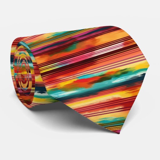 Mexicaanse Blanket Fiesta Waterverf Serape Stropdas (Opgerold)