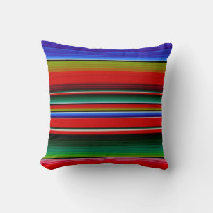 Mexicaanse Blanket Stripes Colorful Blue Red Spaan Kussen