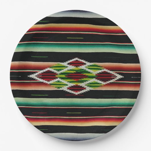 Mexicaanse blanket Traditionele Spaanse Fiesta Ser Papieren Bordje (Voorkant)