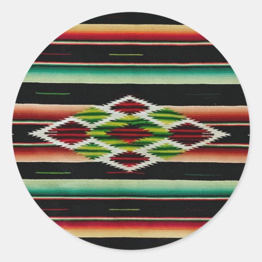 Mexicaanse blanket Traditionele Spaanse Fiesta Ser Ronde Sticker (Voorkant)