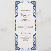 Mexicaanse Blauwe Bloemen Elegante Bloemen Fiesta  Programmakaart (Voorkant)