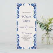 Mexicaanse Blauwe Bloemen Elegante Bloemen Fiesta Programmakaart (Staand voorkant)