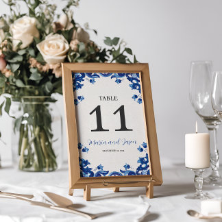 Mexicaanse Blauwe Bloemen Elegante Fiesta bruiloft Kaart