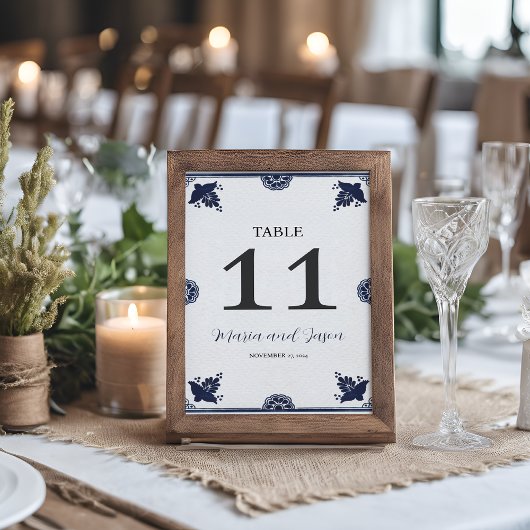 Mexicaanse Blauwe Bloemen Otomi Eenvoudige Fiesta  Kaart