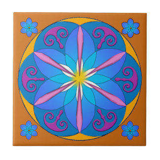 Mexicaanse blauwe en Oranje keramische Tegel Tegeltje