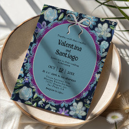 Mexicaanse blauwe huwelijksuitnodiging kaart