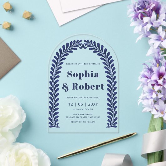 Mexicaanse Blauwe Talavera bruiloft Acryl Uitnodigingen (Insitu (Huwelijk))