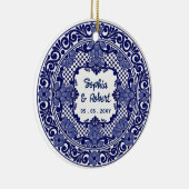 Mexicaanse Blauwe Talavera Bruiloft Keramisch Ornament (Rechts)