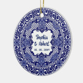 Mexicaanse Blauwe Talavera Bruiloft Keramisch Ornament (Links)