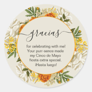 Mexicaanse bloem dank je wel ronde sticker