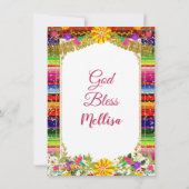 Mexicaanse bloem Glitter Girl Fiesta Birthday Kaart (Achterkant)