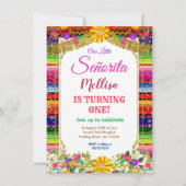 Mexicaanse bloem Glitter Girl Fiesta Birthday Kaart (Voorkant)