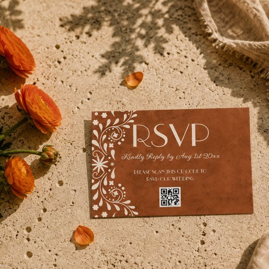 Mexicaanse bloem-huwelijks QR-code RSVP Kaartje