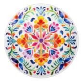 Mexicaanse Bloem Ontwerp Keramische Knop (Voorkant)