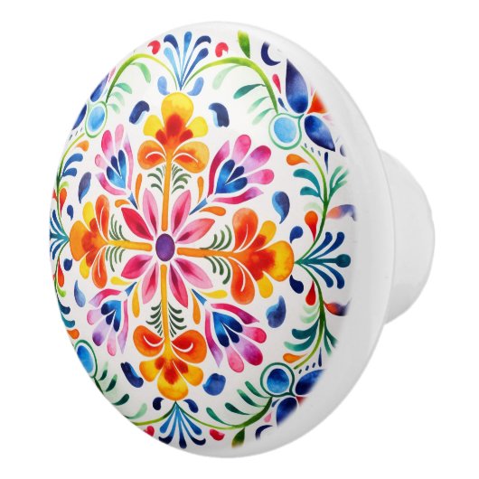 Mexicaanse Bloem Ontwerp Keramische Knop (Rechts)