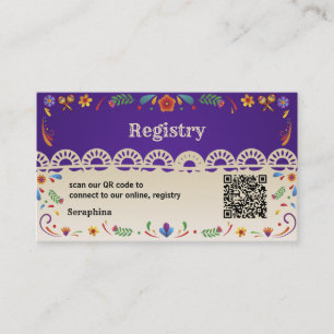 Mexicaanse Bloem QR Code Bruidsfeest Cadeau Regist Visitekaartje