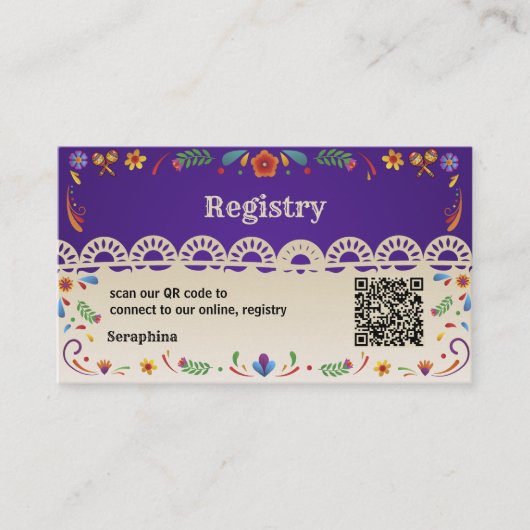 Mexicaanse Bloem QR Code Bruidsfeest Cadeau Regist Visitekaartje (Voorkant)