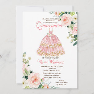 Mexicaanse bloem roze gouden prinses Quinceanera Kaart