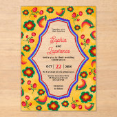 Mexicaanse bloemen acryl bruiloft uitnodiging (Voorkant)