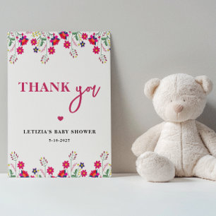Mexicaanse Bloemen Baby Shower Bedankkaart