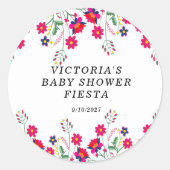 Mexicaanse Bloemen Baby Shower Feestje Ronde Sticker (Voorkant)
