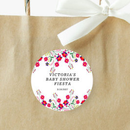 Mexicaanse Bloemen Baby Shower Feestje Ronde Sticker