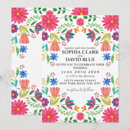 Mexicaanse bloemen Bloemen bruiloft Fiesta Kaart (Voorkant / Achterkant)