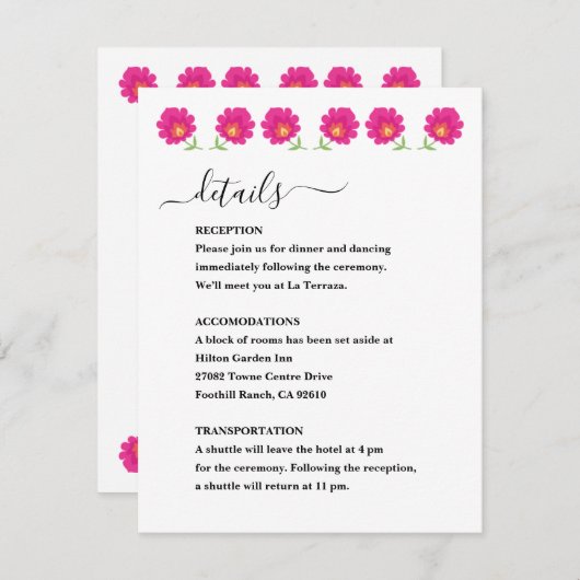 Mexicaanse Bloemen Bruiloft Behuizing Kaart (Voorkant / Achterkant)