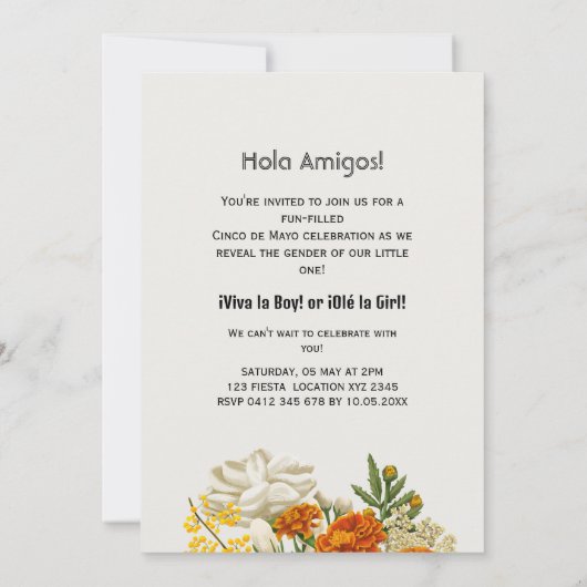 Mexicaanse bloemen Cinco De Mayo Geslacht Reveal Kaart (Achterkant)